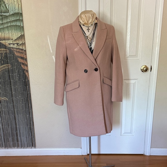 Mango Jackets & Blazers - Mango Womens Double-Breasted Wool Blend Coat in Dusty Blush Like NEW Size M
